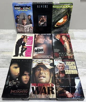 Lot of 9 VHS Movies Sci-Fi, Action Thriller Comedy Drama, Aliens Godzilla - Image 1 of 4