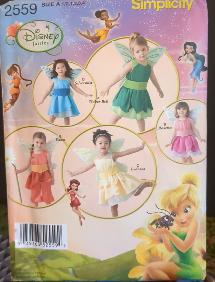 SIMPLICITY Sewing Pattern #2559 DISNEY FAIRIES COSTUME size 1/2-4 UC/FF - Image 1 of 4