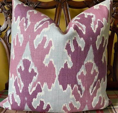 Kelly Wearstler Lee Jofa 孟加拉集市洋红色比利时亚麻定制枕头套 — 第 1/4 张图片