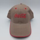 Coca Cola Coke Hat Advertising Cap Strap Back Khaki Beige Red Script Trim New