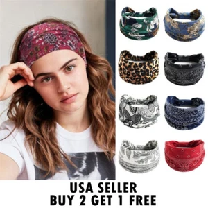 Bandanna breites Sport Yoga Stirnband Stretch Haarband elastisches Haarband Turban - Bild 1 von 20