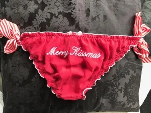 Ann Summers Merry Kissmas Red Brief Sz Medium *FREE POST*