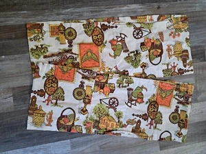 Set 2 Vtg 70s Colonial Americana Valance Liberty Bell Bicentennial Bark Cloth - Picture 1 of 4