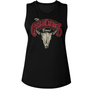 The Charlie Daniels Band Logo & Bull Skull Women's Muscle Tank Rock Music Merch - Picture 1 of 3
