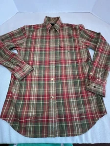 Ralph Lauren Women’s S Olive Green Red Plaid Western Snap LS Shirt Cotton LS - Picture 1 of 15