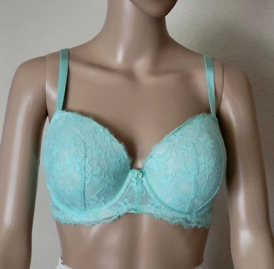 Бюстгальтер на косточках Victoria's Secret Dream Angel с подкладкой цвет морской волны зеленый кружевной 32DDD - Изображение 1 из 4