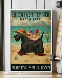 Póster de perro Scottish Terrier Beach Life dedos de arena y besos salados - Imagen 1 de 1