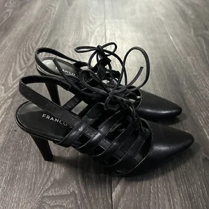 Franco Sarto Women’s black leather High Heel Sandals Strappy size 8.5 M - Picture 1 of 6