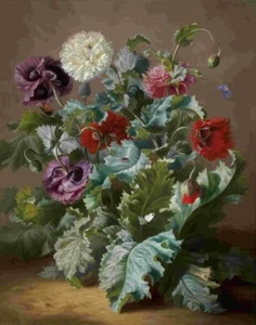 Diagramm Handarbeit DIY - gezählte Kreuzstichmuster - Mohnblumen und Schmetterlinge - Bild 1 von 2