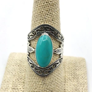 Anello a fascia larga turchese stile sud-ovest argento sterling sud-ovest 7,5 nuovo - Foto 1 di 7