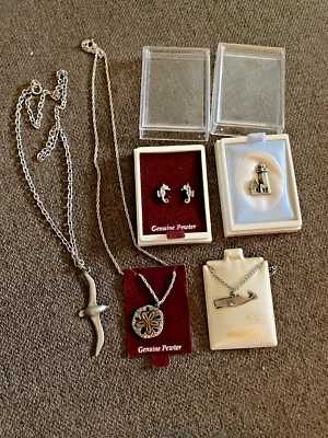 Joyería de peltre, lote de 5, collares temáticos de playa, pendientes, corbata / prendedor - Nuevo de Lote Antiguo Foto 1 de 4