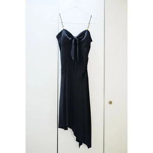 Express Black Ruched Asymetrical Semi-Formal Midi Dress Sz 0 - Picture 1 of 10