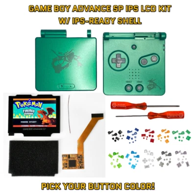 Game Boy Advance SP GBA SP IPS 101 LCD KIT W/ PRE CUT SHELL - Rayquaza Green - Image 1 of 4