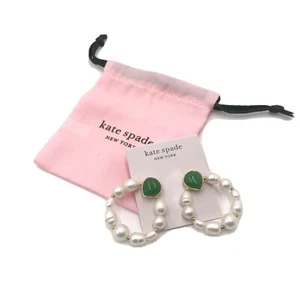 Kate Spade New York Women's Pearl Drop Hoops Earrings - Picture 1 of 11