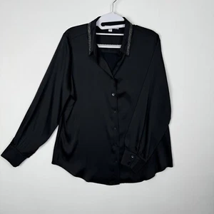 Blusa Chicos Botón Glam 1 Manga Larga Negro Cuello Estrás - Imagen 1 de 10
