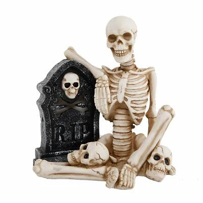 Flora Bunda Skeleton & Tombstone w/Color Changing LED Lights Ployresin FT-2638E - Image 1 of 4