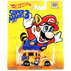 Hot Wheels SCUOLA BUSTED Super Mario Bros. 3 Cultura Pop Real Riders 1:64 CFP90 - Foto 1 di 2
