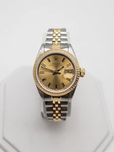 $10,000 ROLEX DATEJUST 69163 Champagne 18k Yellow Gold SS Ladies Watch SERVICED - Picture 1 of 6