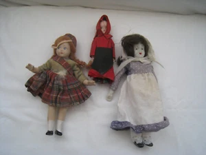 3 1. 1/2 20. Jh. Puppen 8 "H Porzellan Schwingen Arme & Beine handbemalt Gesicht (voll dr - Bild 1 von 2