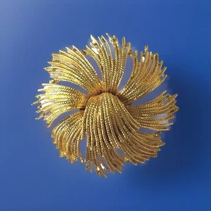Broche prendedor vintage Monet para mujer Cordelia fuegos artificiales grande tono dorado firmado - Imagen 1 de 5