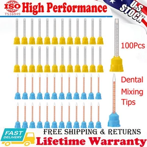 100Pcs Disposable Dental Impression Mixing Tips Yellow for Dental Impression Mix - Picture 1 of 15