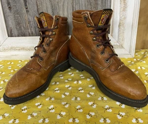 Botas de Trabajo Justin Marrón Cuero Con Cordones Originales EE. UU. Talla 8.5 C Hechas en EE. UU. - Imagen 1 de 20