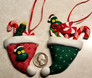 2 GRINCH WHO STOLE CHRISTMAS WHOVILLE TREE Handcrafted Ornament Decoration - Picture 1 of 10