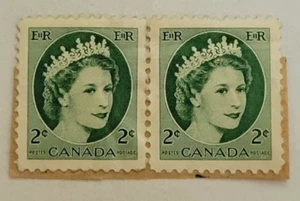 CANADA Postage ~ Queen Elizabeth II ~Green 2¢ Stamps (2 Block) ~ Cancelled ~1954 - Picture 1 of 6