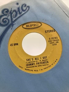 Johnny Paycheck - She's All I Got 1971 Epic Country You touched my life très bon état + - Photo 1/3