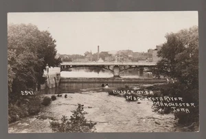 Manchester IOWA RPPC c1920s HIGHWAY BRIDGE Stores Dam Maquoketa River IA B3 - Picture 1 of 2