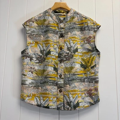 C & C California Tropical Floral Linen Blend Tank Size M Indie Beach Lightweight - Image 1 of 4