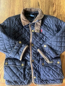 Polo Ralph Lauren Quilted Jacket Black Snap Button Barn Coat Outdoor Five - Picture 1 of 3