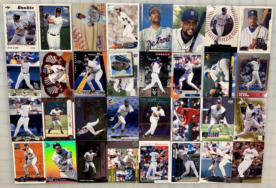 TONY CLARK - ¡Enorme lote de 32 cartas! ¡NOVATOS! Topps-Bowman-Cubierta superior + ¡TIGRES-D-BACKS! Foto 1 de 1