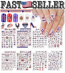 Calcomanías patrióticas para arte en uñas Kalolary bandera americana, 16 hojas - Imagen 1 de 7