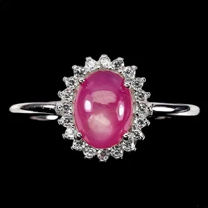 925 Sterling Silver Ring Oval Ruby 8x6mm Natural Gemstone Jewelry Size 5 - Picture 1 of 10