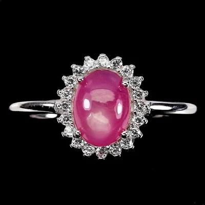 925 Sterling Silver Ring Oval Ruby 8x6mm Natural Gemstone Jewelry Size 5 - Image 1 of 4