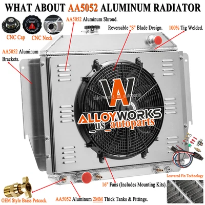 3 Rows Radiator Shroud Fan For Ford 1979-1991 E100 E150 E250 E350 Econoline 5.0L — 第 1/4 张图片