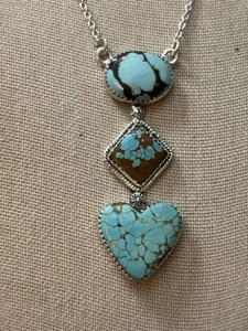 Collana Argento Sterling Numero 8 Turchese 18 Pollici Regolabile Fondo Massiccio - Foto 1 di 6