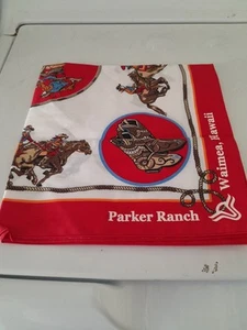 Parker Ranch Waimea Hawaii Bandanna Horses Cowboys 21" square - Picture 1 of 3