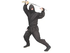 Ninja Anzug schwarz 8 oz - 6 teiliges Set: Jacke, Hose, Maske, Kapuze, Stulpen - Bild 1 von 7