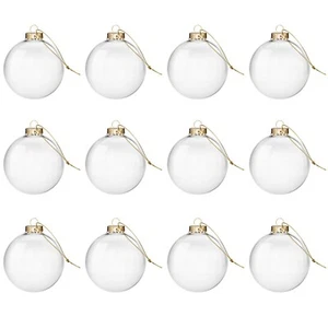 18 pcs Clear Glass Ball Ornaments, Clear Glass Ornaments for Crafts Fillable ... - Picture 1 of 7
