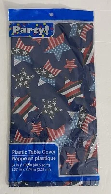 Mantel Plástico 54" x 108" Patriótico Rojo Blanco Azul Mantel  Foto 1 de 4