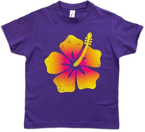 HAWAII FLOWER II Kids Boys T-Shirt Flowers Beach Grill Bar Hula Sea Tiki Tattoo - Picture 1 of 1