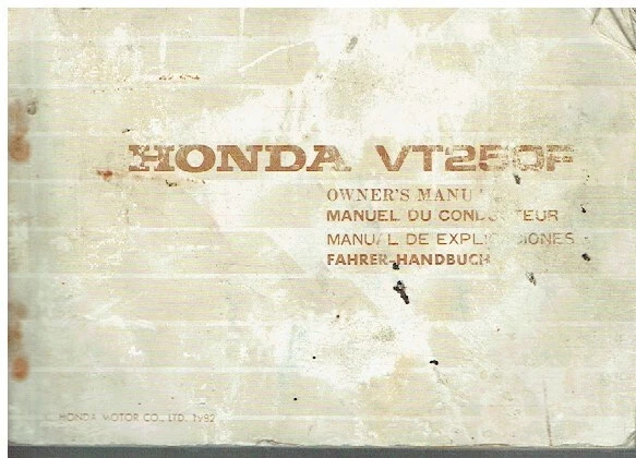 HONDA VT250F ORIGINAL 1982 OWNERS INSTRUCTION & MAINTENANCE MANUAL GB F D E TEXT - Image 1 of 1