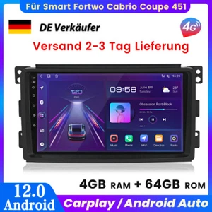 4+64GB Für Smart Fortwo Cabrio Coupe 451 2005-2010 Autoradio GPS NAVI 4G WIFI BT - Bild 1 von 10