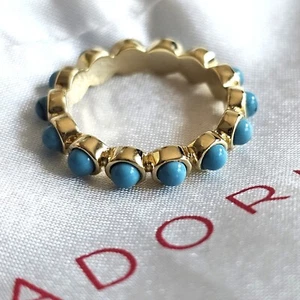 Anello Adornia placcato oro 14k simulato turchese fascia eternità misura 7 $50 NUOVO - Foto 1 di 6