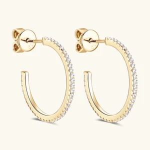 925 Sterling Silver 19.3MM Real Moissanite Hoop Earrings for Women Pass Tester - Picture 1 of 13
