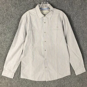 Red Herring Dress Shirt Men's Large Long Sleeve Gray Striped 100% Cotton Adults - Picture 1 of 9