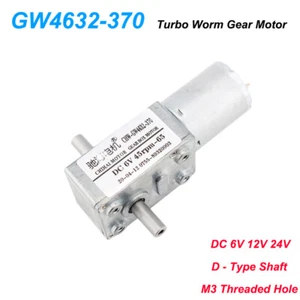 Turbo Worm Geared Motor DC6/12/24V Double Shaft Reversible High Torque Self-Lock - Picture 1 of 9