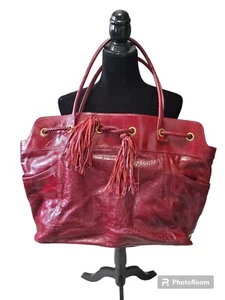 Charles David Red Alligator Leather Hobo Bag Purse Travel Overnight Drawstring - Picture 1 of 18